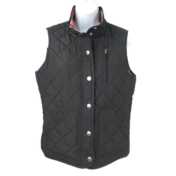 Lauren Ralph Lauren Puffer Vest Full Zip Snap Womens M Paisley Lining Sleeveless - Picture 1 of 10